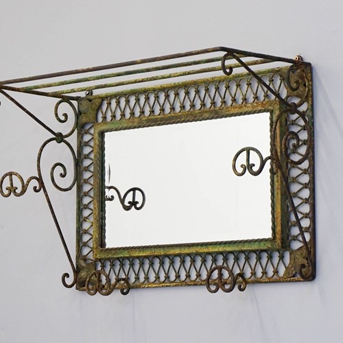 Wrought Iron Coat Hooks with Mirror