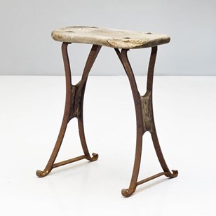 Shaped Seat Stool On Metal Base.