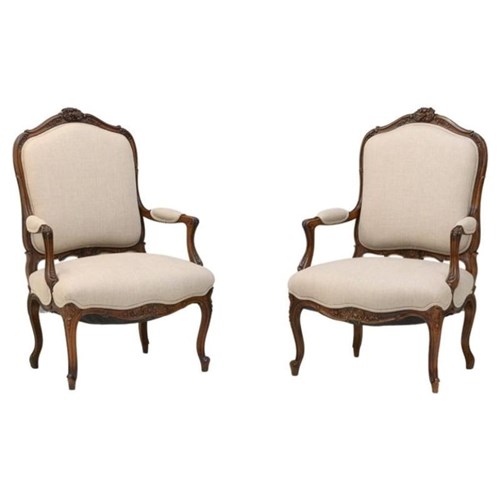 Pair Of French Rosewood Open Armchairs