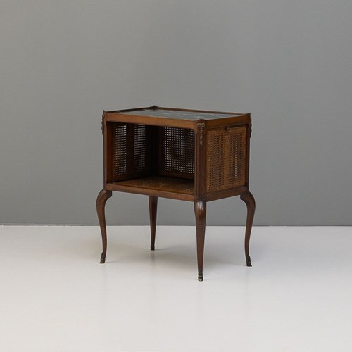Mahogany Side Table With Green Marble Top