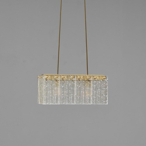 Large Swedish Crystal Glass Pendant Light By Carl Fagerlund