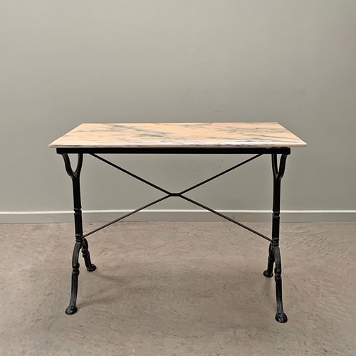 Cream Veined Marble Top Bistro Table