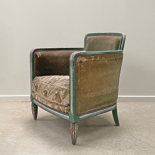 Art Deco Armchair With Fluted Legs 