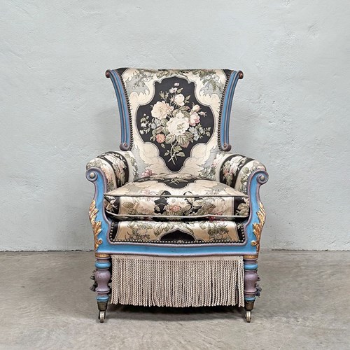 Mid 1800'S Scroll Back Armchair
