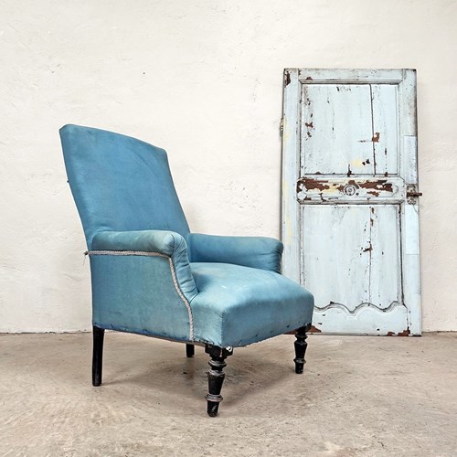 Napoleon III Armchair In Blue Fabric