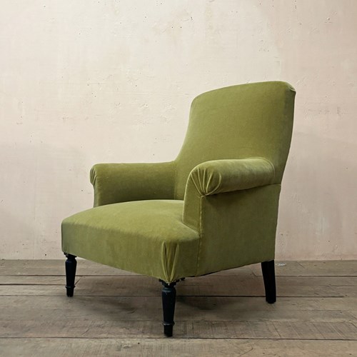 Olive Green Mohair Armchair