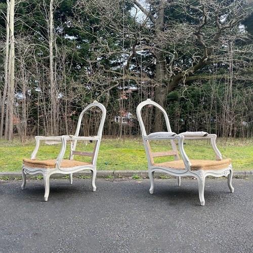 Pair Of Large Louis XV Style Armchairs