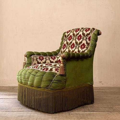 Scroll Back Armchair With Rope Edge