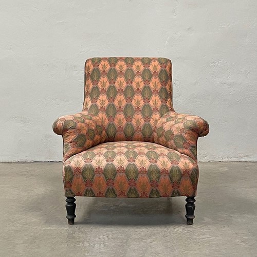 Patterned High Back Armchair 'As Is'