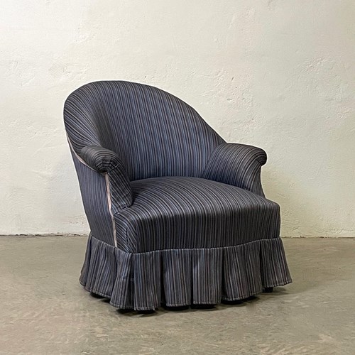 Crapaud Armchair In A Navy Blue Stripe