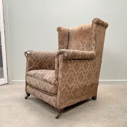 Early 20Th Century Wing Back Armchair 'As Is'