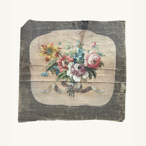 Aubusson 19Th Century Tapestry Artwork: Florals With Bow