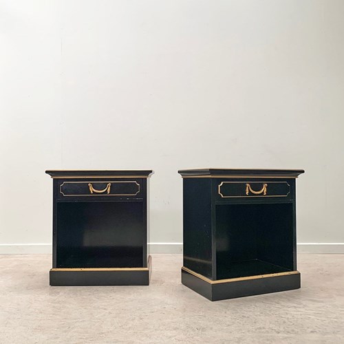 Pair Of Ebonised Bedside Cabinets