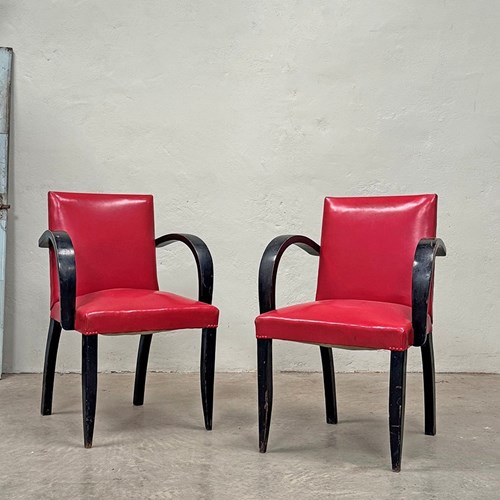 Pair Of Bridge Chairs With Ebonised Frames