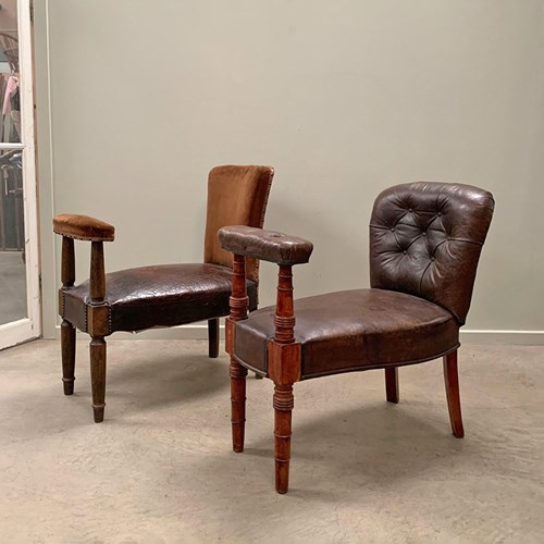 Two Rare Large Leather Voyeurs Seats (Each)