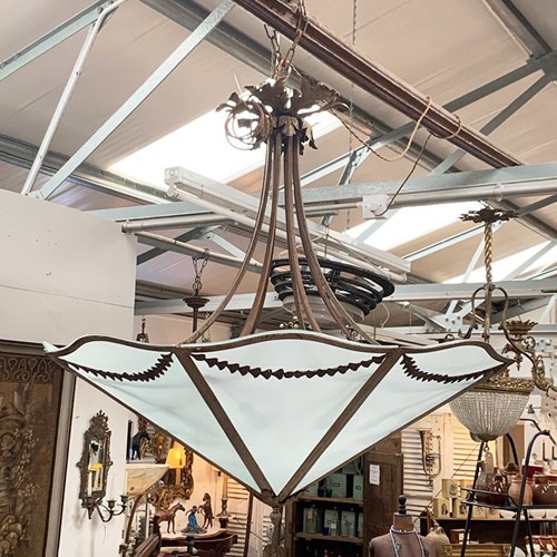 Large Glass And Metal Uplighter