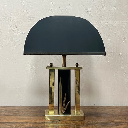 Italian Brass Lamp With Black Shade