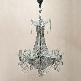 Exceptional 6-Arm Beaded Chandelier...