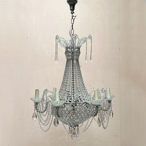 Exceptional 6-Arm Beaded Chandelier