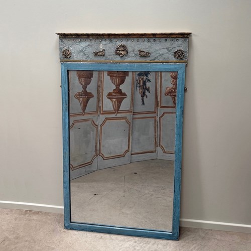 18Th Century Trumeau Mirror In Blue