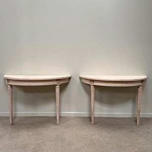 Pair Of Demi Lune Console Tables