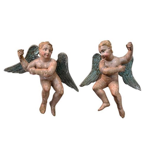 18Th Century Pair Of Angels