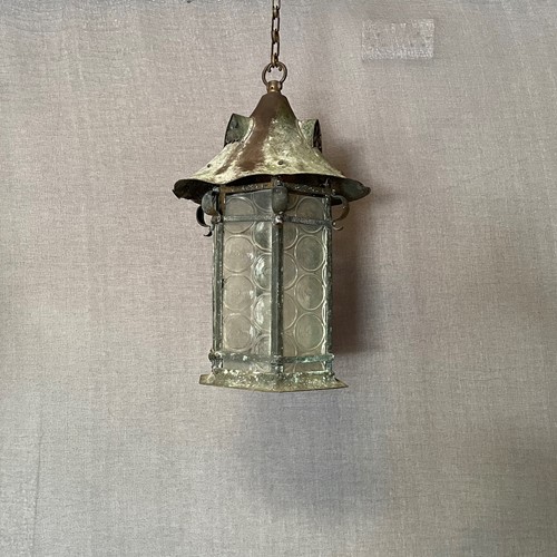 Early 20th c. Brass Verdigris Lantern 