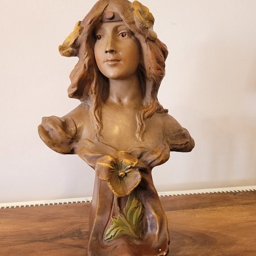 Signed French Art Nouveau Bust