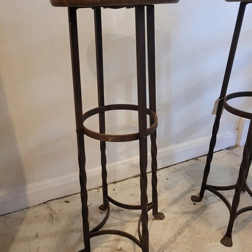 Pair Of Brutalist Bar Stools