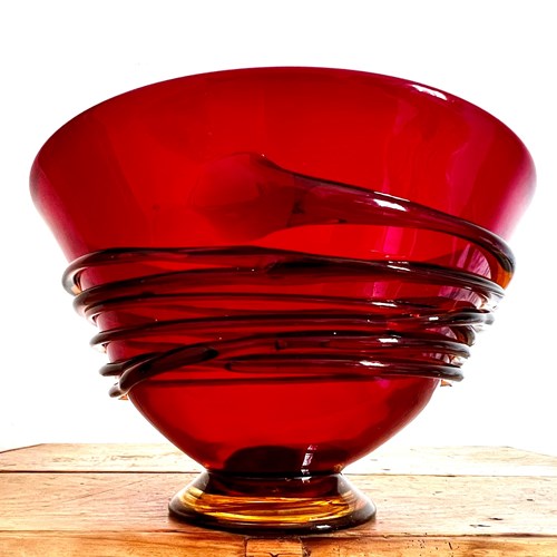 Magnificent Ruby Red Hand Made Large Murano Glass Bowl