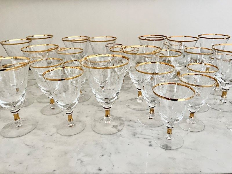 Suite Of 38 French Gold & Etched Wine Glasses-the-vintage-entertainer-99486eed-b77a-4a02-96e3-f4b45af72281-main-638157981535520198.jpeg