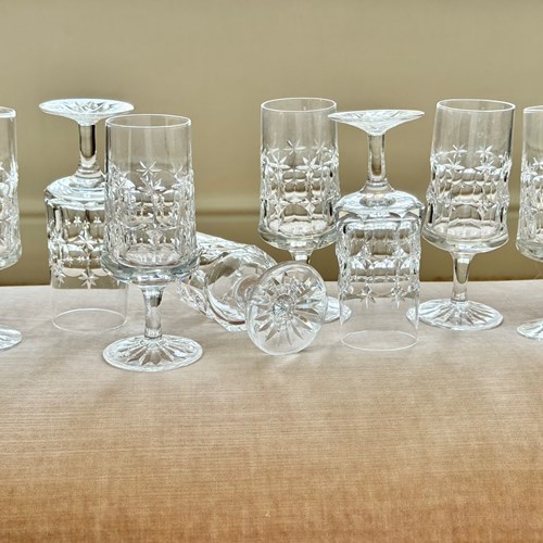 Fine Quality Star Cut Crystal Short Stem Flutes C1969