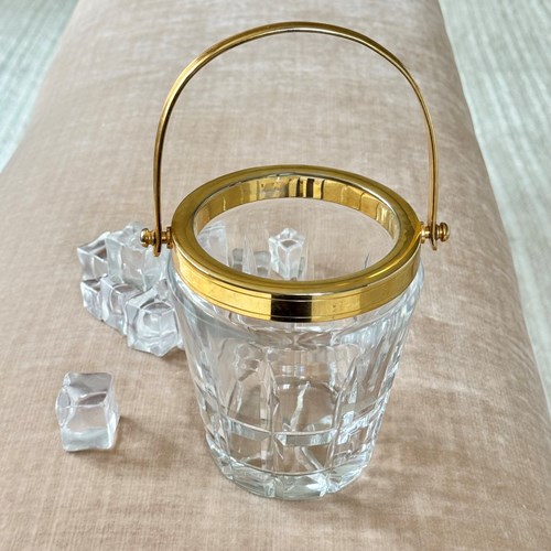 Val Saint Lambert Crystal & Gold Plated Ice Bucket C1960