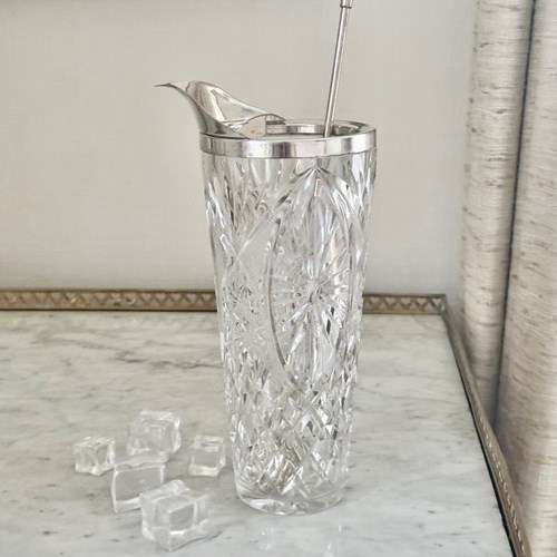 Superb Cut Crystal & Silver Plated Cocktail Stirring Jug