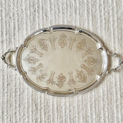 Outstanding Elaborately Engraved Twin Handled Serving Tray