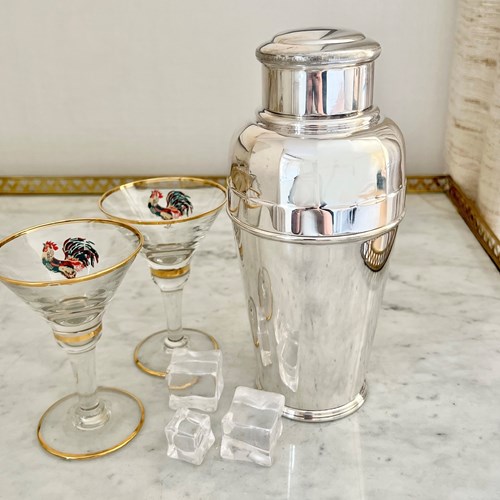 Excellent Art Deco English Silver Plated Cocktail Shaker