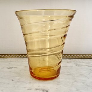 Amber Trailed Glass Vase By Whitefr...