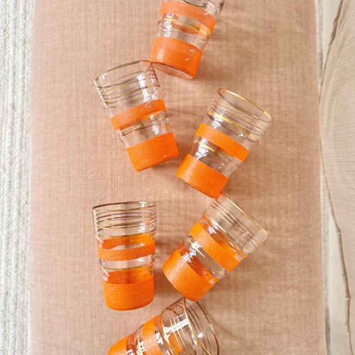Funky Orange & Gold Bar Tumblers C1960s