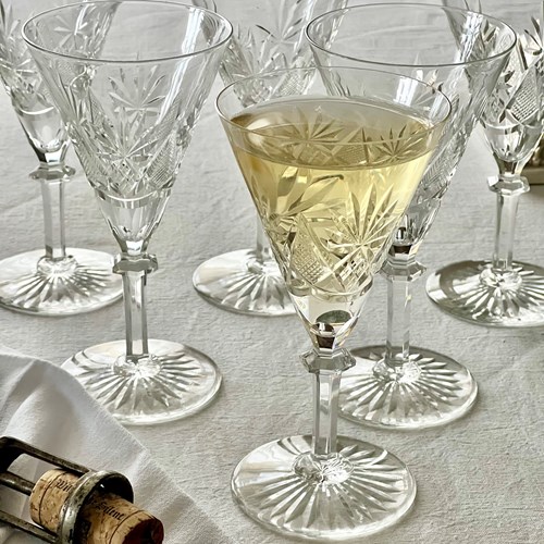 7 Val Saint Lambert Finest Crystal Cocktail Or Wine Glasses