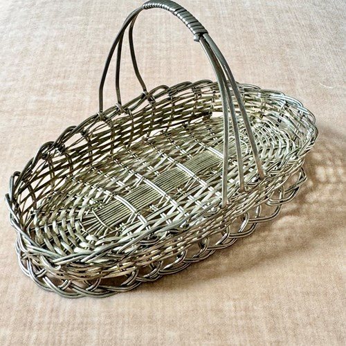 Vintage French Silver Woven Basket