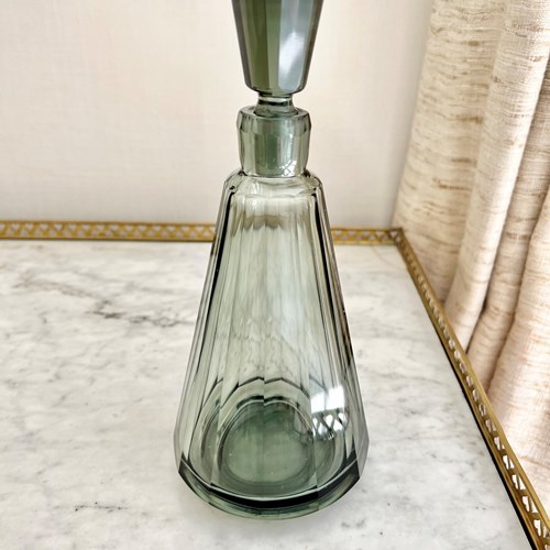 Moser Art Deco Angular Smoked Glass Decanter