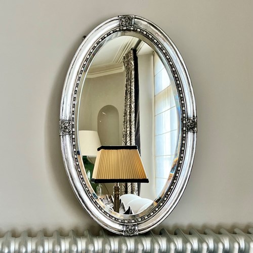 Silver Plated Arts & Crafts Oval Mirror