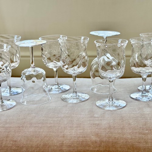 James Powell Whitefriars Wrythen & Dented Aperitif Glasses C1880