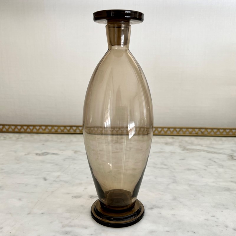 Art Deco Smoked Glass Decanter With Stepped Plinth-the-vintage-entertainer-img-7770-main-638310005496636311.jpeg
