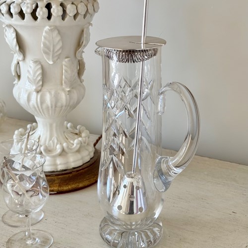 Art Deco Cocktail Mixing Jug & Strainer C1940