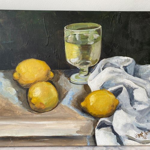 Lemon And Wine Oil Painting