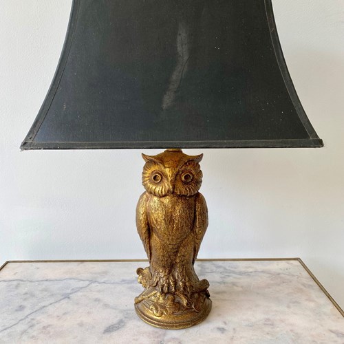 Vintage American Gold Owl Table Light Lamp