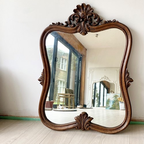Vintage French Wiggly Wooden Mirror
