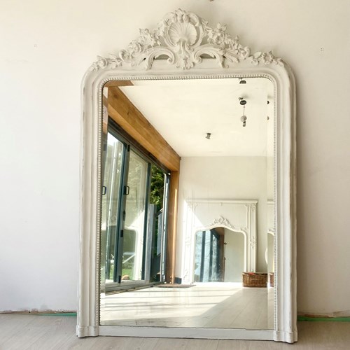 Large Painted Antique French Mirror