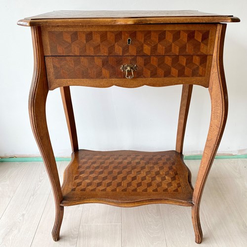 Antique French Geometric Vanity Side Table